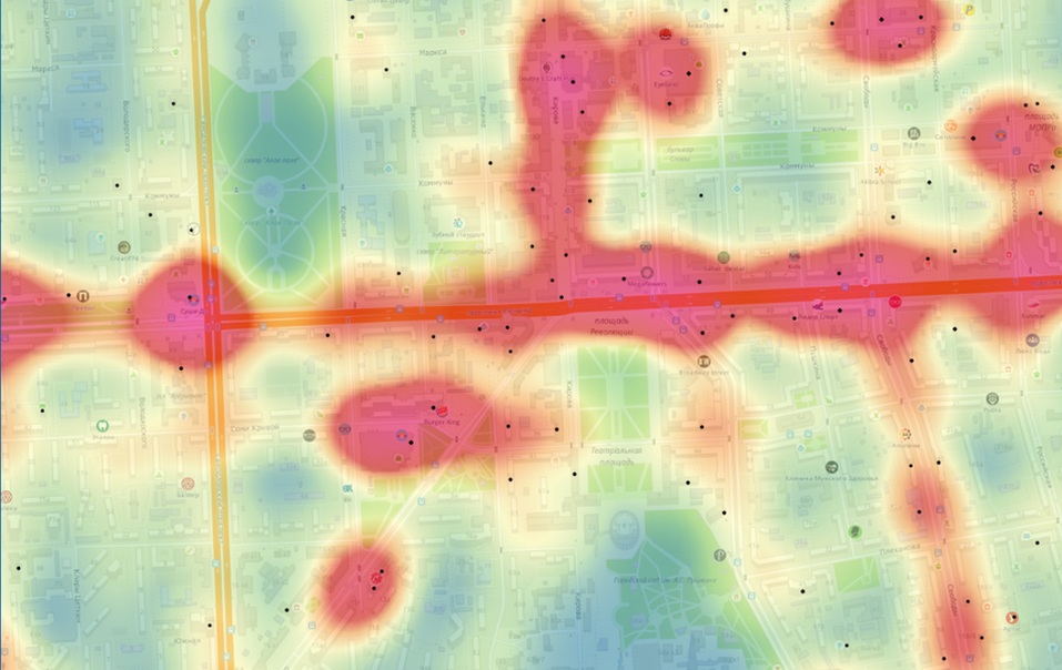 Тепловая карта. Тепловая карта трафика. Тепловая карта перемещений.