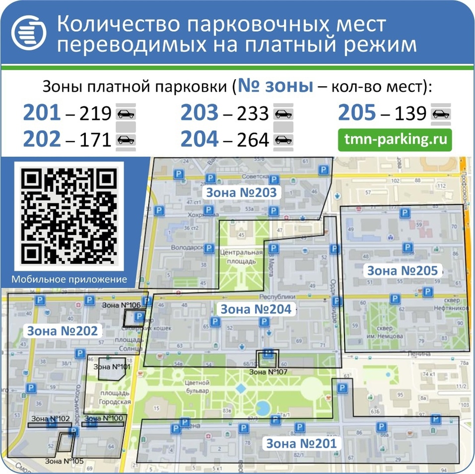 Более тысячи парковочных мест в центре Тюмени стали платными | Деловой  квартал DK.RU — новости Тюмени